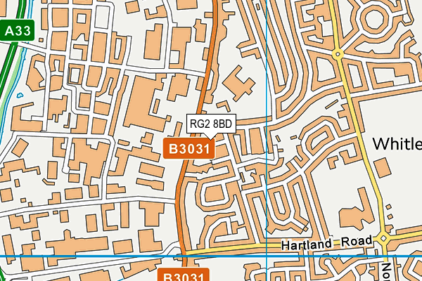 RG2 8BD map - OS VectorMap District (Ordnance Survey)