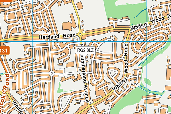 RG2 8LZ map - OS VectorMap District (Ordnance Survey)