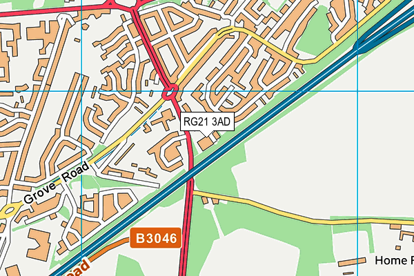 RG21 3AD map - OS VectorMap District (Ordnance Survey)