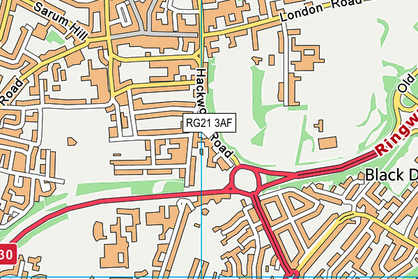 RG21 3AF map - OS VectorMap District (Ordnance Survey)