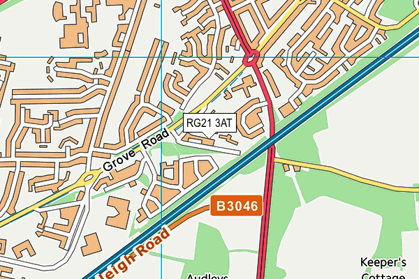 RG21 3AT map - OS VectorMap District (Ordnance Survey)