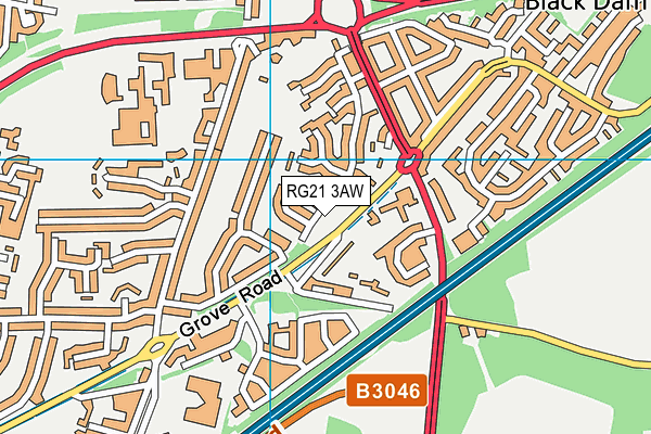 RG21 3AW map - OS VectorMap District (Ordnance Survey)