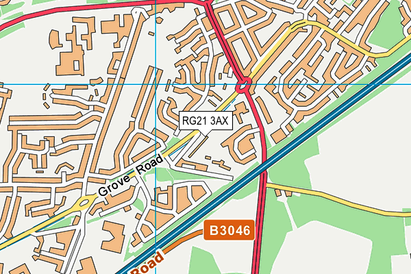 RG21 3AX map - OS VectorMap District (Ordnance Survey)