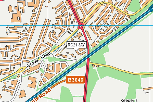 RG21 3AY map - OS VectorMap District (Ordnance Survey)