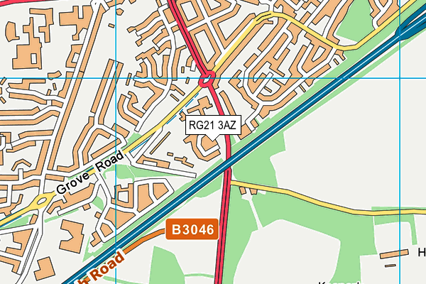 RG21 3AZ map - OS VectorMap District (Ordnance Survey)