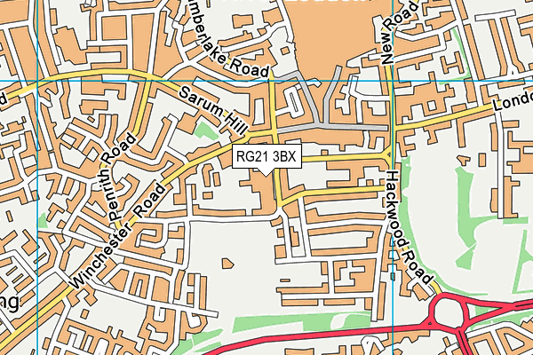 RG21 3BX map - OS VectorMap District (Ordnance Survey)