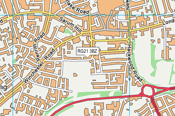 RG21 3BZ map - OS VectorMap District (Ordnance Survey)