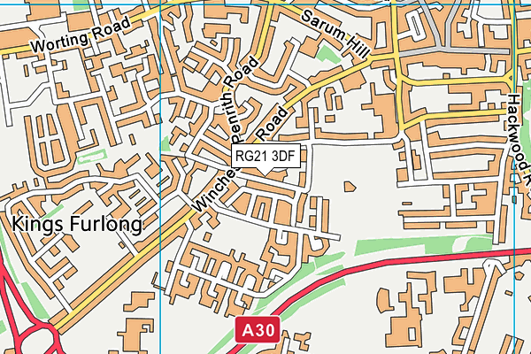 RG21 3DF map - OS VectorMap District (Ordnance Survey)