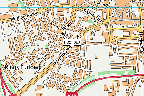 RG21 3DJ map - OS VectorMap District (Ordnance Survey)