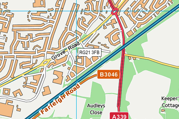 RG21 3FB map - OS VectorMap District (Ordnance Survey)