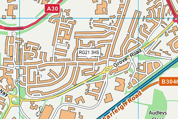 RG21 3HS map - OS VectorMap District (Ordnance Survey)