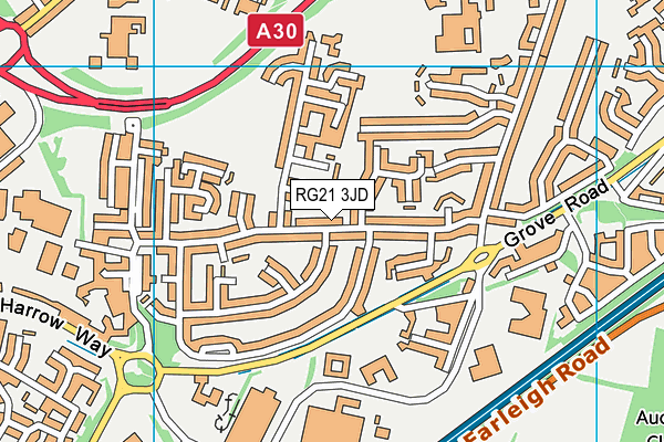 RG21 3JD map - OS VectorMap District (Ordnance Survey)