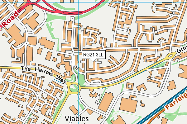 RG21 3LL map - OS VectorMap District (Ordnance Survey)