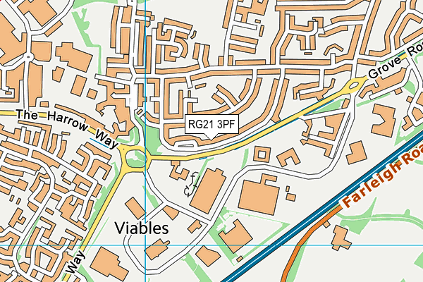 RG21 3PF map - OS VectorMap District (Ordnance Survey)