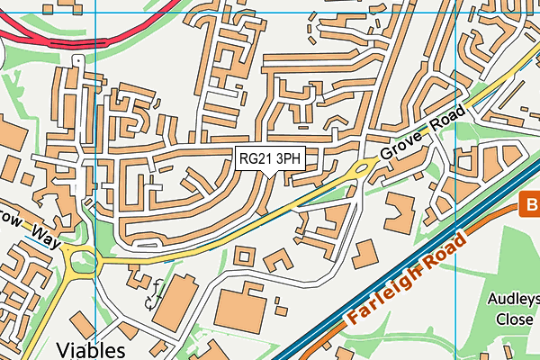 RG21 3PH map - OS VectorMap District (Ordnance Survey)