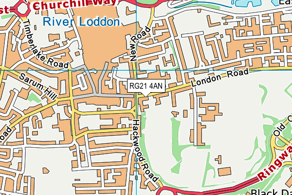 RG21 4AN map - OS VectorMap District (Ordnance Survey)