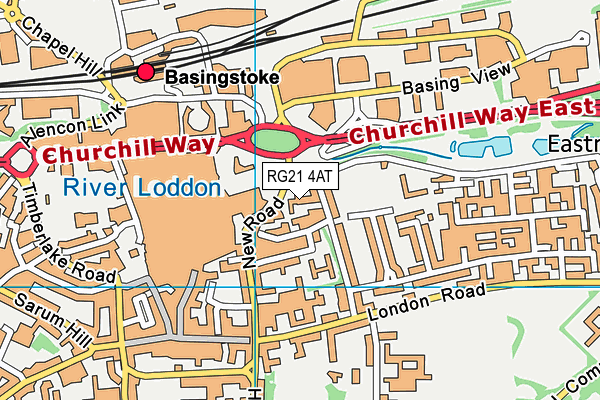 RG21 4AT map - OS VectorMap District (Ordnance Survey)