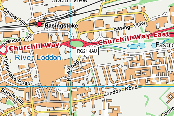 RG21 4AU map - OS VectorMap District (Ordnance Survey)