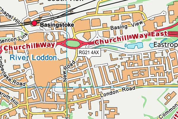 RG21 4AX map - OS VectorMap District (Ordnance Survey)