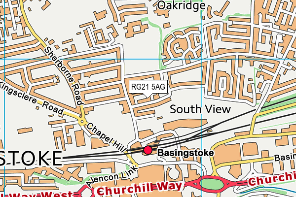 RG21 5AG map - OS VectorMap District (Ordnance Survey)