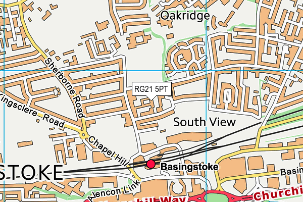 RG21 5PT map - OS VectorMap District (Ordnance Survey)