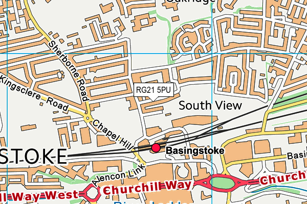 RG21 5PU map - OS VectorMap District (Ordnance Survey)