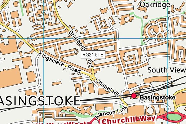 RG21 5TE map - OS VectorMap District (Ordnance Survey)