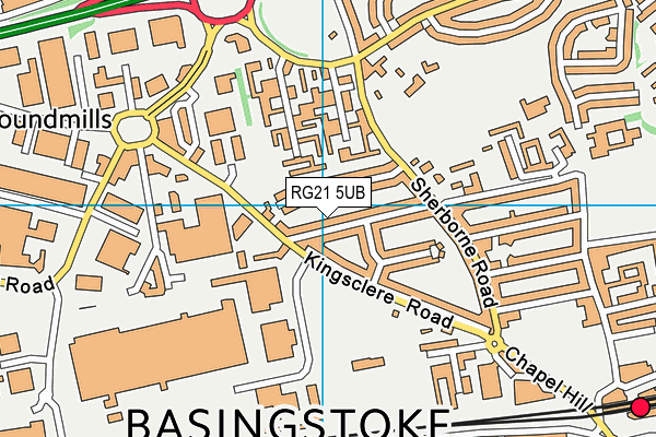 RG21 5UB map - OS VectorMap District (Ordnance Survey)