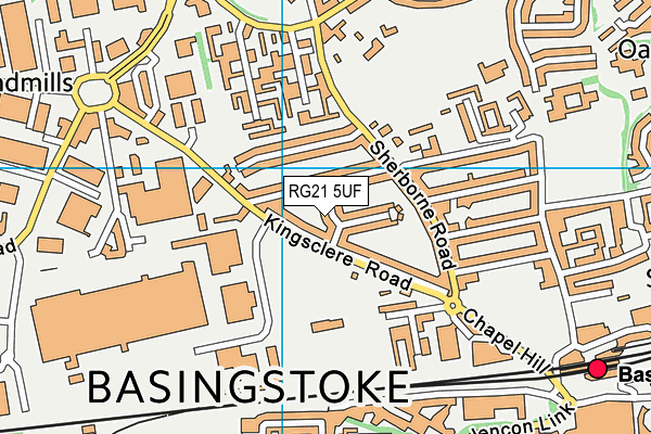 RG21 5UF map - OS VectorMap District (Ordnance Survey)