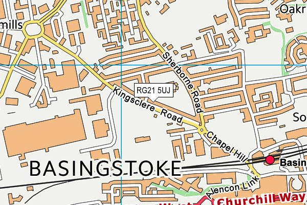 RG21 5UJ map - OS VectorMap District (Ordnance Survey)