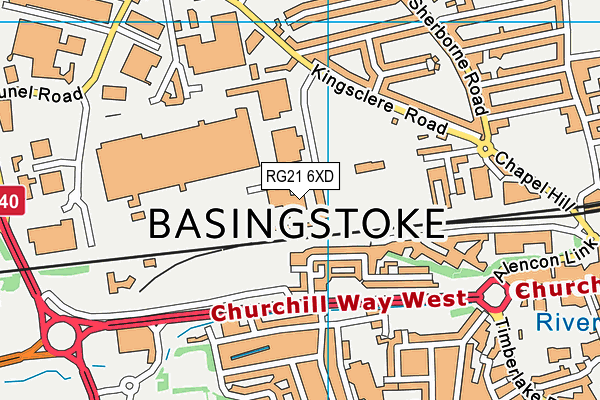 RG21 6XD map - OS VectorMap District (Ordnance Survey)