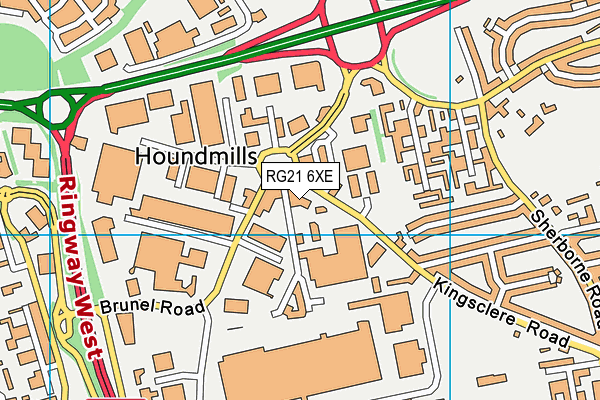 RG21 6XE map - OS VectorMap District (Ordnance Survey)