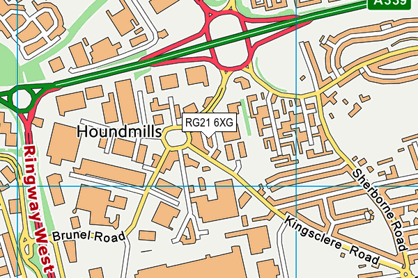 RG21 6XG map - OS VectorMap District (Ordnance Survey)