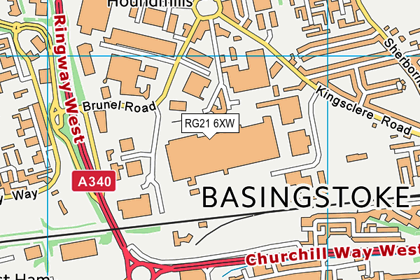 RG21 6XW map - OS VectorMap District (Ordnance Survey)