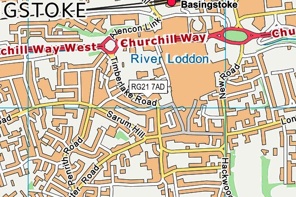 RG21 7AD map - OS VectorMap District (Ordnance Survey)