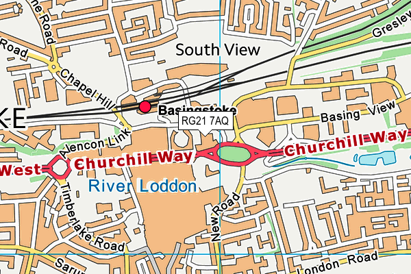 RG21 7AQ map - OS VectorMap District (Ordnance Survey)