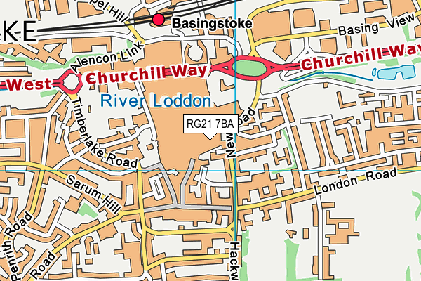 RG21 7BA map - OS VectorMap District (Ordnance Survey)