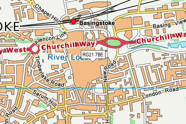 RG21 7BE map - OS VectorMap District (Ordnance Survey)