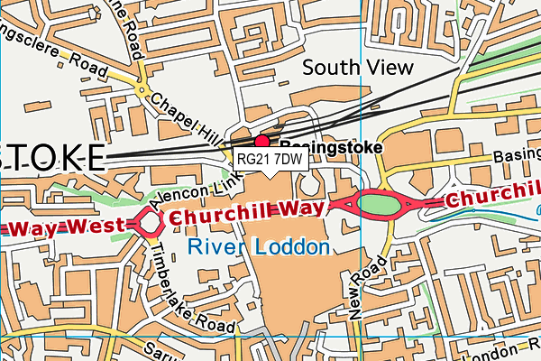 RG21 7DW map - OS VectorMap District (Ordnance Survey)