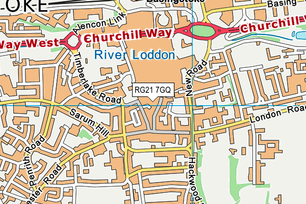 RG21 7GQ map - OS VectorMap District (Ordnance Survey)