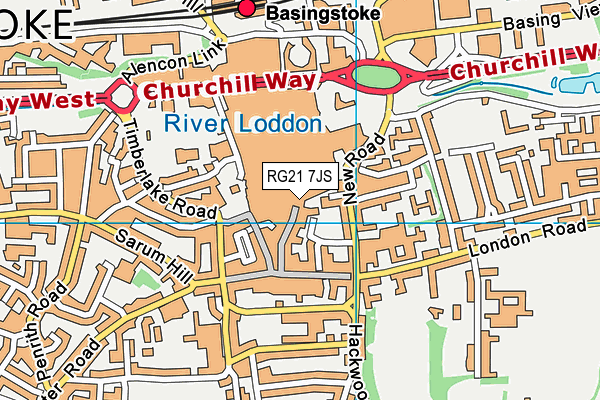 RG21 7JS map - OS VectorMap District (Ordnance Survey)