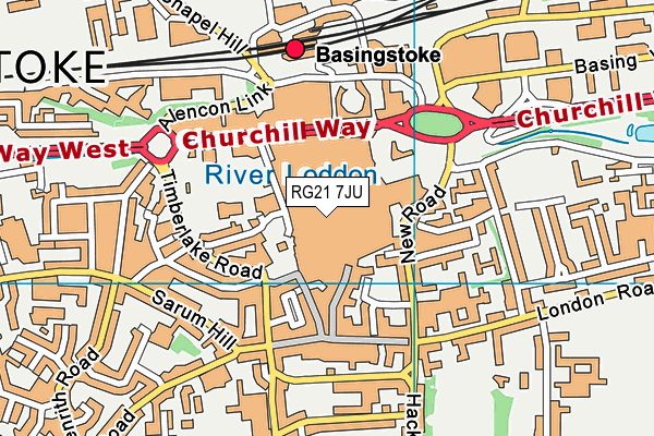 RG21 7JU map - OS VectorMap District (Ordnance Survey)