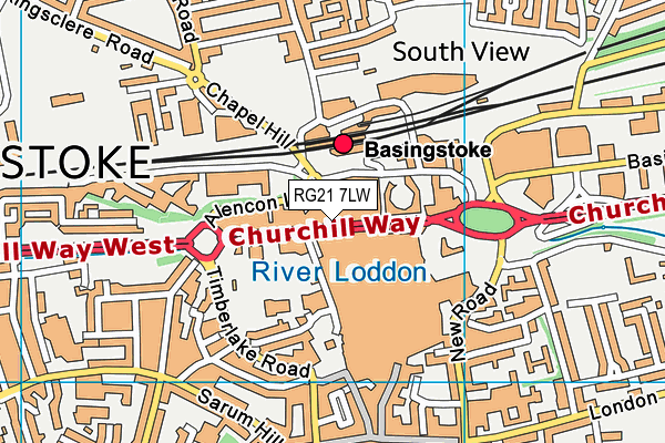 RG21 7LW map - OS VectorMap District (Ordnance Survey)