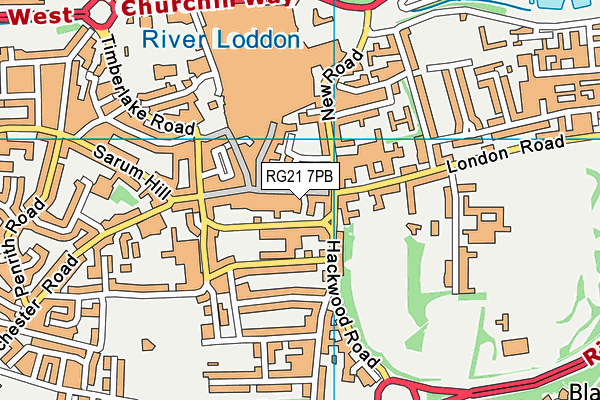 RG21 7PB map - OS VectorMap District (Ordnance Survey)