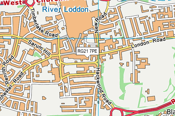 RG21 7PE map - OS VectorMap District (Ordnance Survey)