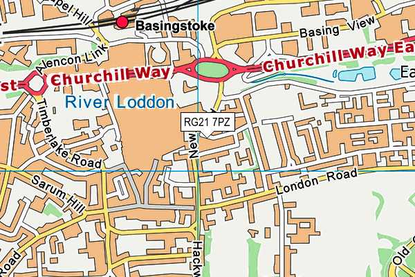 RG21 7PZ map - OS VectorMap District (Ordnance Survey)