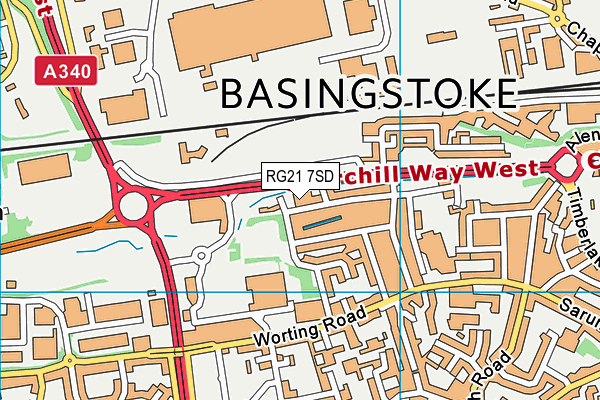 RG21 7SD map - OS VectorMap District (Ordnance Survey)