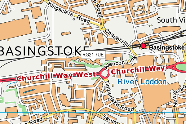 RG21 7UE map - OS VectorMap District (Ordnance Survey)