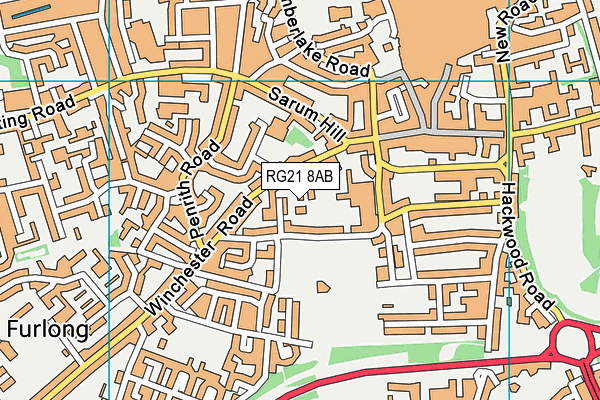RG21 8AB map - OS VectorMap District (Ordnance Survey)