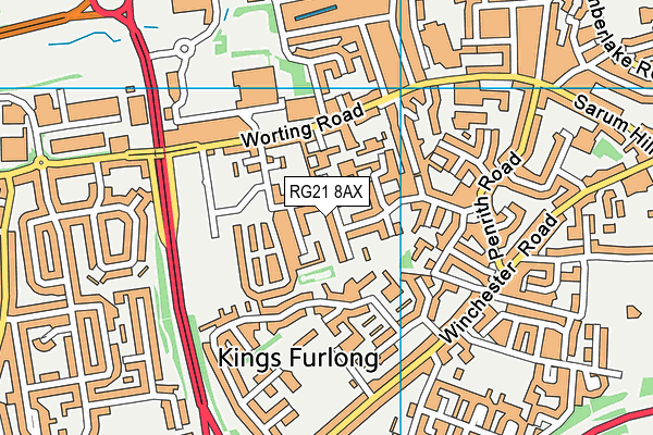 RG21 8AX map - OS VectorMap District (Ordnance Survey)